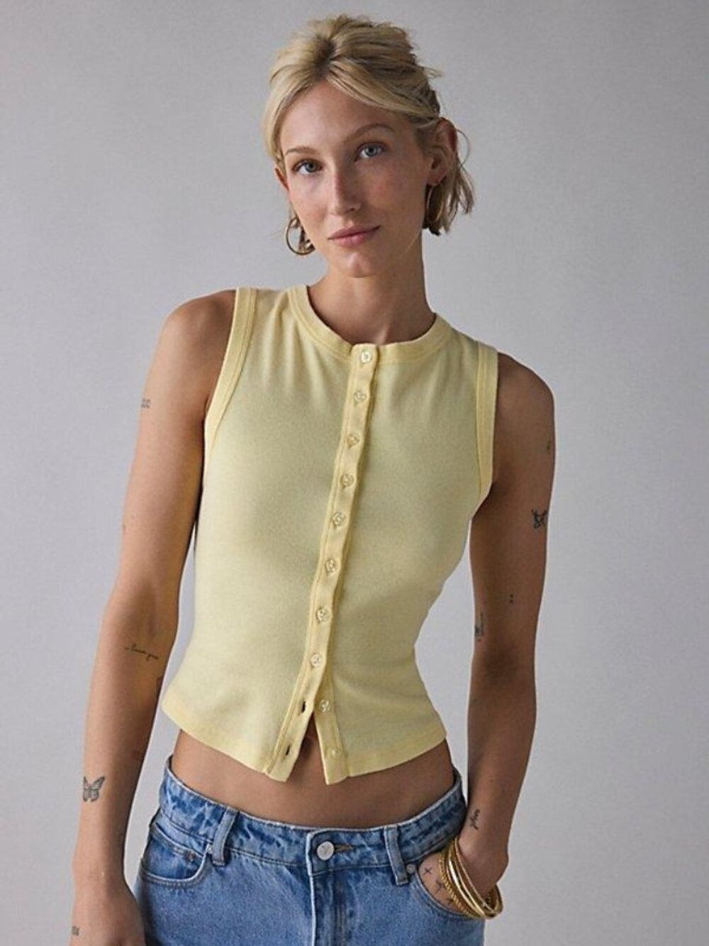 BDG Gigi Knit Button-Down Tank Top